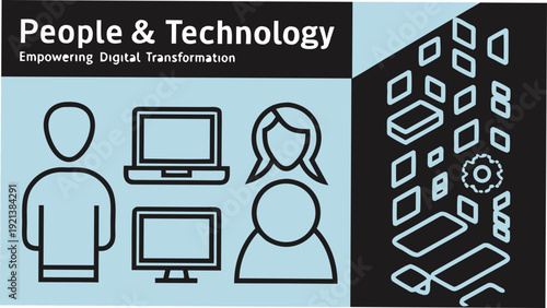 People and technology improving digital functionality Vector