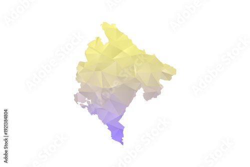 Montenegro Map - Polygon Style Vector Illustration in Yellow and Lavender Gradient, Low Poly Geometric Design, Isolated on White Background for Infographics and Projects