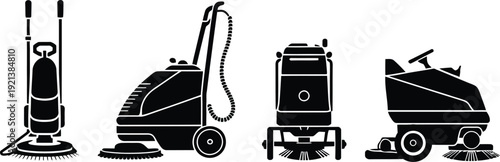 Vacuum Cleaner Equipment Silhouette Vector Icon Collection