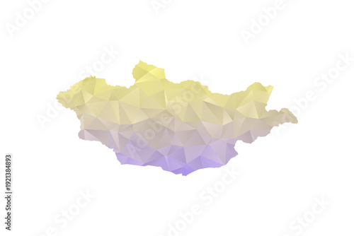 Mongolia Map - Polygon Style Vector Illustration in Yellow and Lavender Gradient, Low Poly Geometric Design, Isolated on White Background for Infographics and Projects