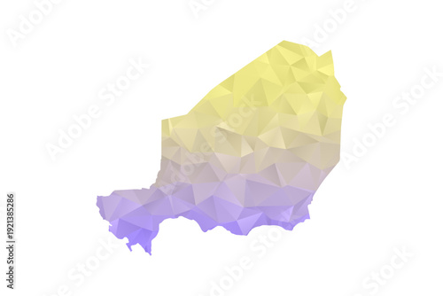 Niger Map - Polygon Style Vector Illustration in Yellow and Lavender Gradient, Low Poly Geometric Design, Isolated on White Background for Infographics and Projects
