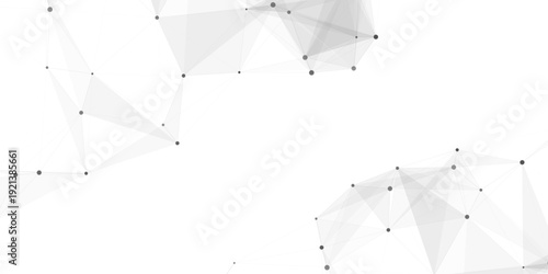 Abstract white geometric plexus network connection background. Light grey polygon structure. Modern science and technology vector illustration.