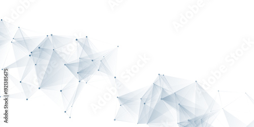 Abstract white geometric plexus network connection background. Light blue polygon structure. Modern science and technology vector illustration.