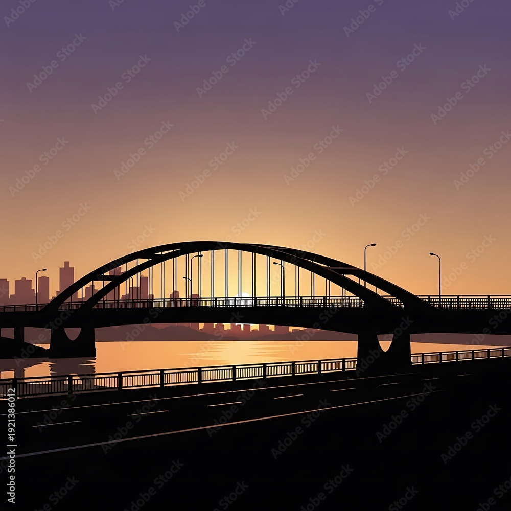 Fototapeta premium City bridge at sunset landscape view.