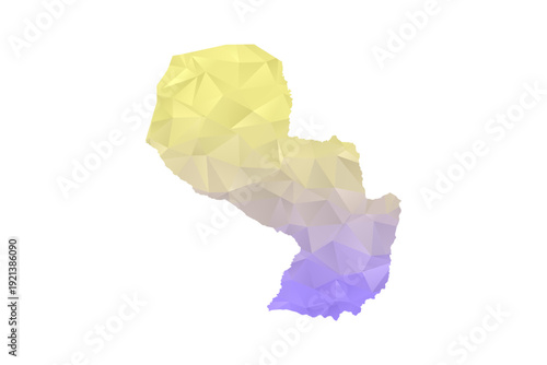 Paraguay Map - Polygon Style Vector Illustration in Yellow and Lavender Gradient, Low Poly Geometric Design, Isolated on White Background for Infographics and Projects