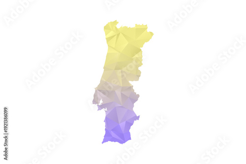 Photos Portugal Map - Polygon Style Vector Illustration in Yellow and Lavender Gradient