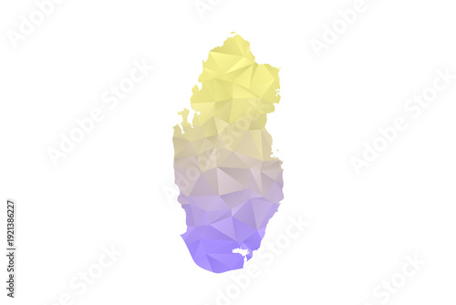 Qatar Map - Polygon Style Vector Illustration in Yellow and Lavender Gradient, Low Poly Geometric Design, Isolated on White Background for Infographics and Projects