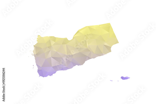 Yemen Map - Polygon Style Vector Illustration in Yellow and Lavender Gradient, Low Poly Geometric Design, Isolated on White Background for Infographics and Projects