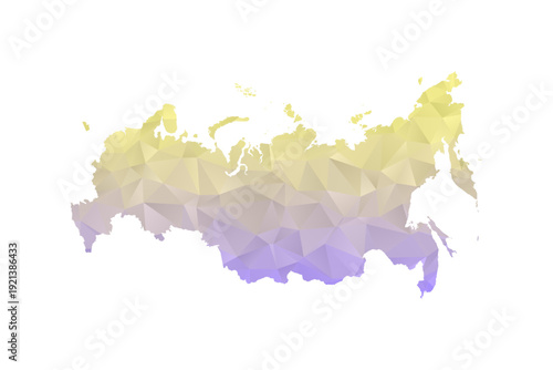 Russia Map - Polygon Style Vector Illustration in Yellow and Lavender Gradient, Low Poly Geometric Design, Isolated on White Background for Infographics and Projects