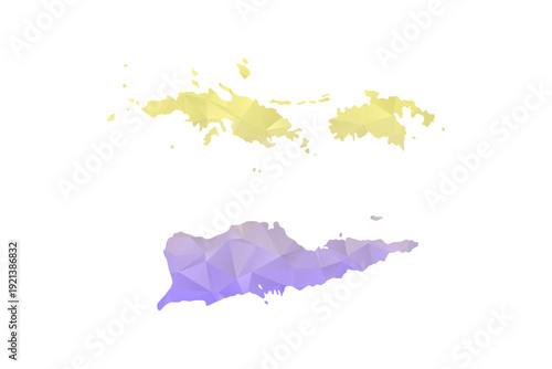 U.S. Virgin Islands Map - Polygon Style Vector Illustration in Yellow and Lavender Gradient, Low Poly Geometric Design, Isolated on White Background for Infographics and Projects