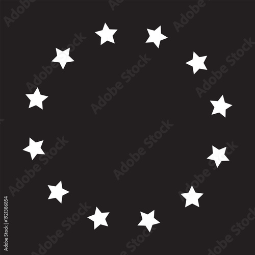 Circle stars. White Circle stars icon on Black Background.