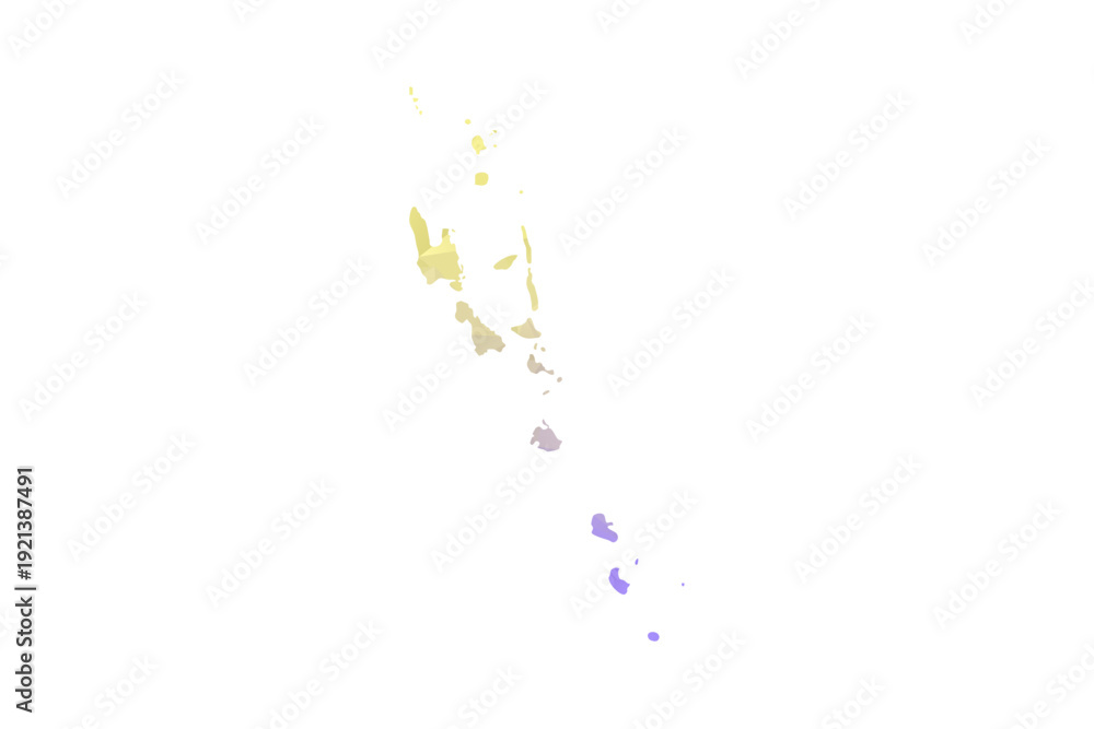 Fototapeta premium Vanuatu Map - Polygon Style Vector Illustration in Yellow and Lavender Gradient, Low Poly Geometric Design, Isolated on White Background for Infographics and Projects