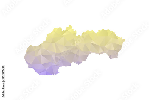 Slovakia Map - Polygon Style Vector Illustration in Yellow and Lavender Gradient, Low Poly Geometric Design, Isolated on White Background for Infographics and Projects