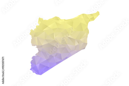 syria Map - Polygon Style Vector Illustration in Yellow and Lavender Gradient, Low Poly Geometric Design, Isolated on White Background for Infographics and Projects
