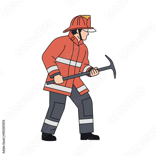 Firefighter with Axe, Ready for Action