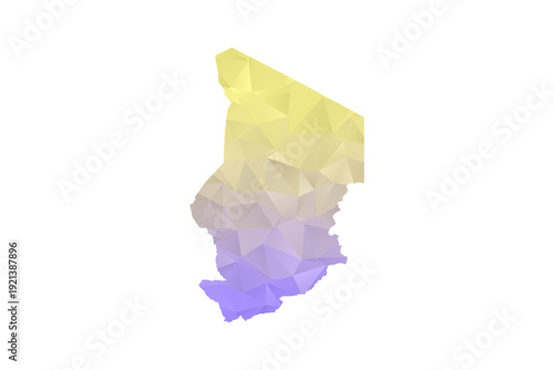 Chad Map - Polygon Style Vector Illustration in Yellow and Lavender Gradient, Low Poly Geometric Design, Isolated on White Background for Infographics and Projects