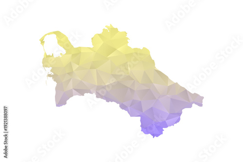 Turkmenistan Map - Polygon Style Vector Illustration in Yellow and Lavender Gradient, Low Poly Geometric Design, Isolated on White Background for Infographics and Projects