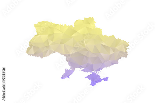 Ukraine Map - Polygon Style Vector Illustration in Yellow and Lavender Gradient, Low Poly Geometric Design, Isolated on White Background for Infographics and Projects