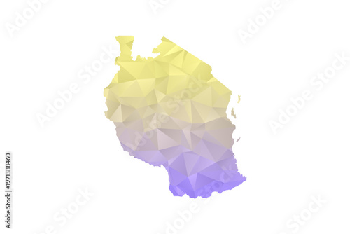 Tanzania Map - Polygon Style Vector Illustration in Yellow and Lavender Gradient, Low Poly Geometric Design, Isolated on White Background for Infographics and Projects
