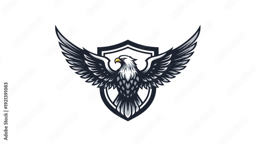 Obraz premium Black Eagle Shield Emblem Logo.