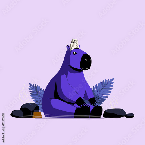 Relaxed Capybara Enjoying a Hot Spring