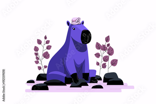 Relaxed Capybara Enjoying a Hot Spring