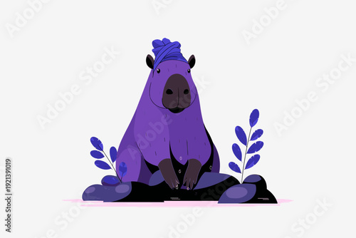 Relaxed Capybara Enjoying a Hot Spring