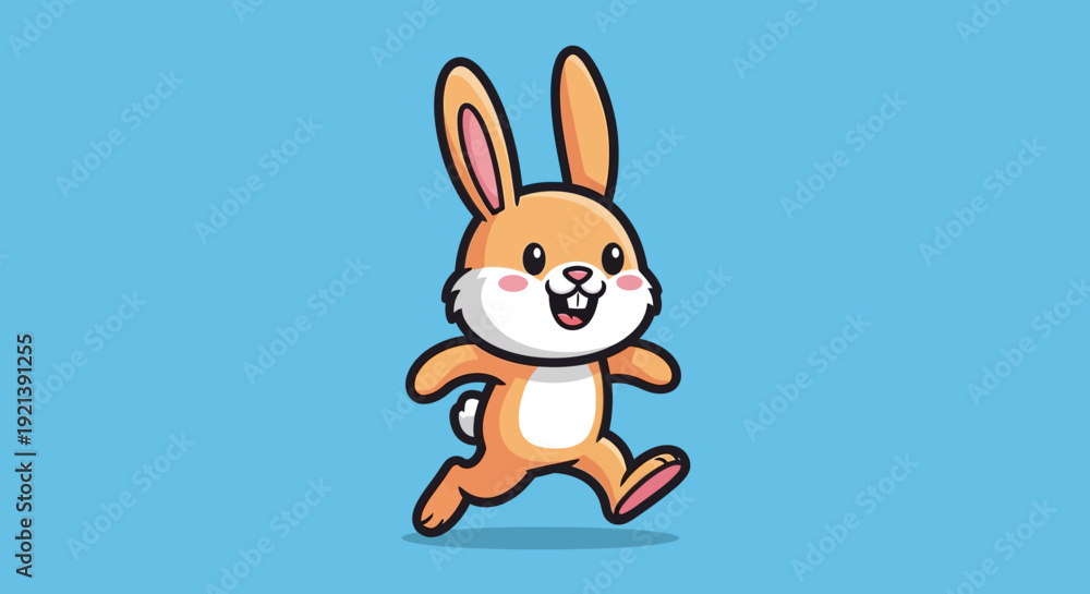 Obraz premium Cartoon Rabbit Running with Joy.