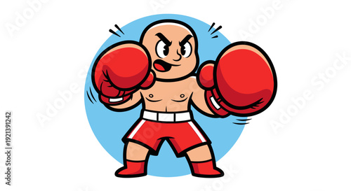 Cartoon Boxer Wearing Gloves.