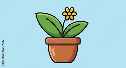 Potted Plant with Yellow Flowers.