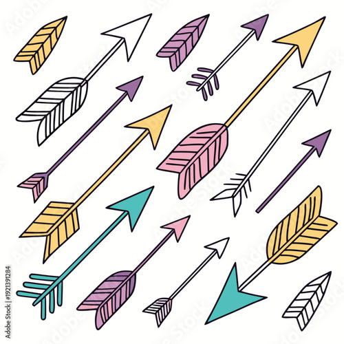 A collection of colorful arrows pointing in different directions Vector