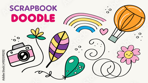 A colorful doodle page with various scrapbook elements Vector