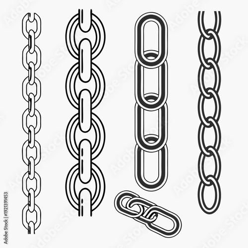A set of different chain types and links Vector