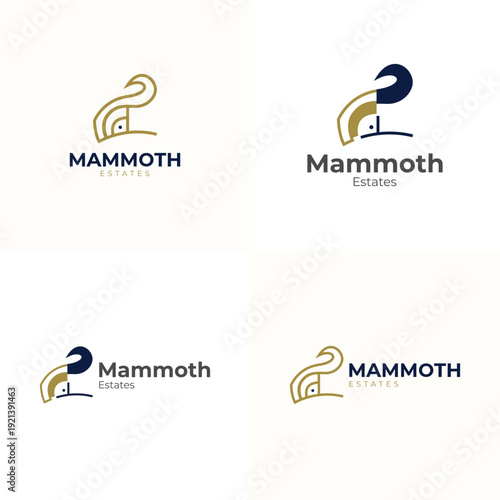 luxury real estate logo, home symbol with raised trunk