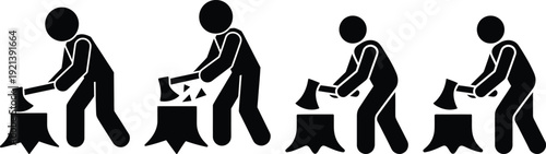 Illustration of a person building a chair from wood