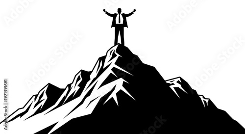 Man Standing on Mountain Peak.