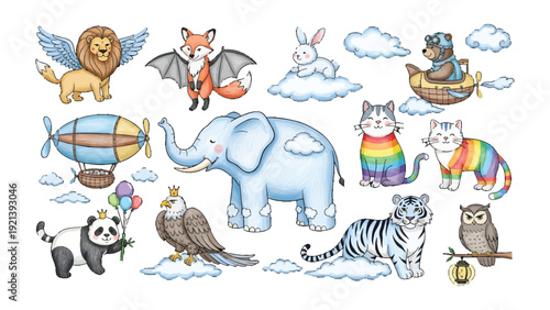 Whimsical Wonderland: A collection of charming cartoon animals, each with a unique personality and playful design, ready to spark imagination.