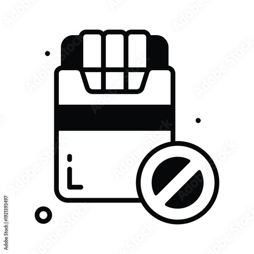 A trendy glyph icon showing no smoking prohibition sign