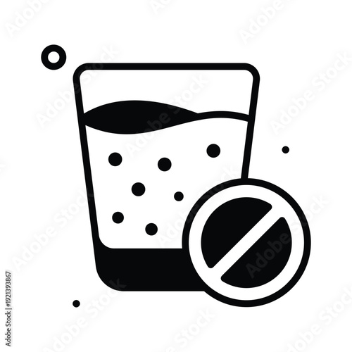 A modern glyph icon showing no drink fasting rule