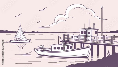 Fishing Harbor Vector