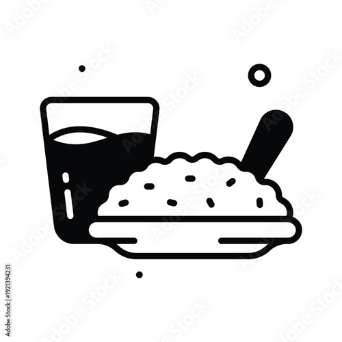 An editable glyph icon showing sehri meal for fasting use