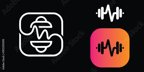 Sound wave and microphone icons with gradient background