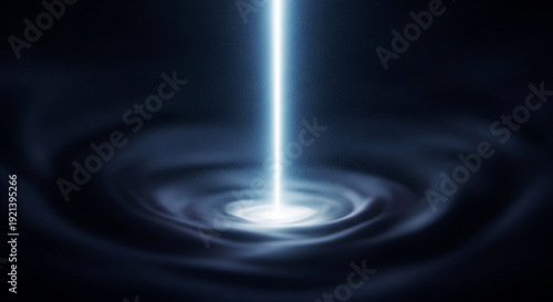 Glowing blue light beam swirling into a dark mysterious vortex with radiant waves