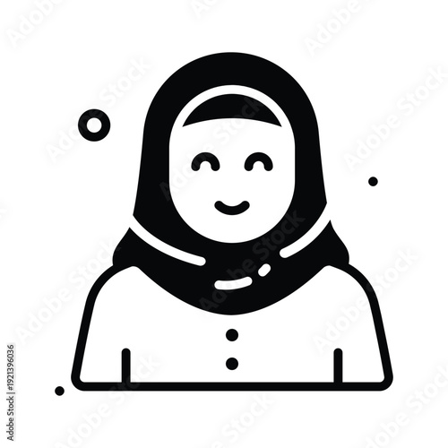 A customizable glyph icon showing muslim woman character