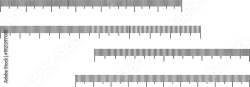 Black ruler scale set with measurement markings metric precision tool vector illustration