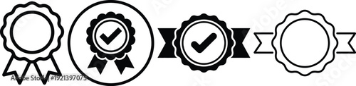 Four distinct award badges showcasing various designs and verification symbols