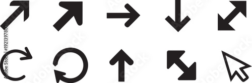 Arrow and cursor icon set with directional symbols