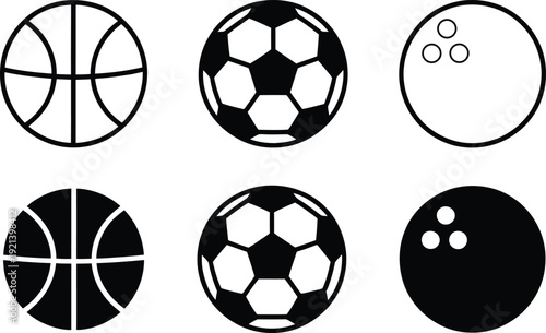 A collection of various sports balls and their distinctive markings