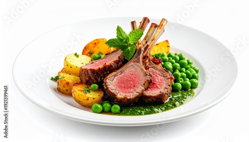 Wallpaper Mural premium lamb loin served with peas and mint sauce Torontodigital.ca
