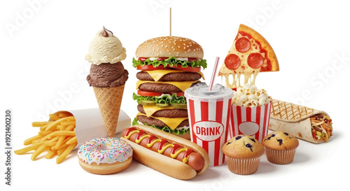 Assorted Fast Food Items and Treats Display 3.